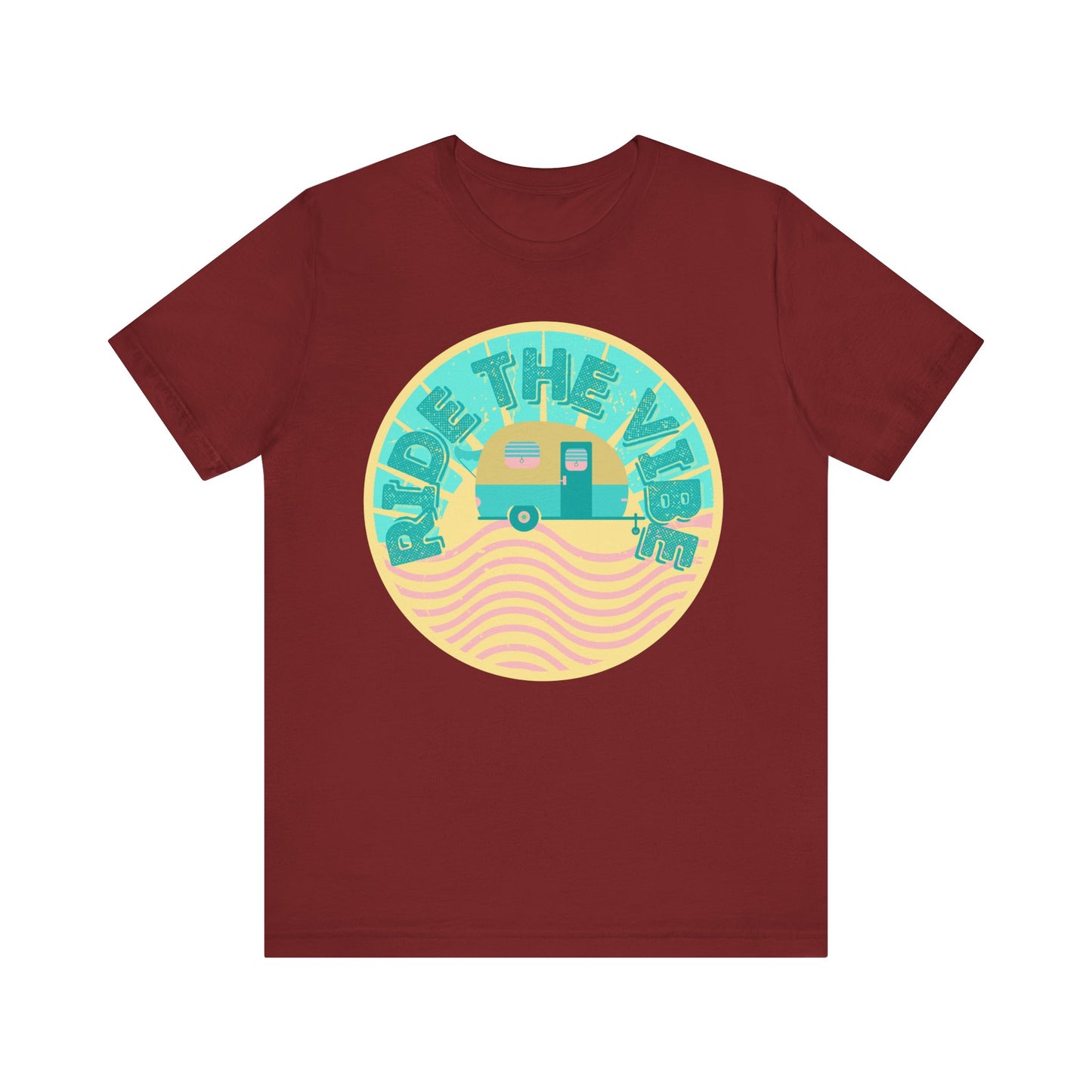 Retro Camping Tee - "Ride the Vibe" Unisex Jersey Short Sleeve Shirt, Summer Fun Shirt, Travel T-Shirt, Adventure Apparel, Outdoorsy Gift