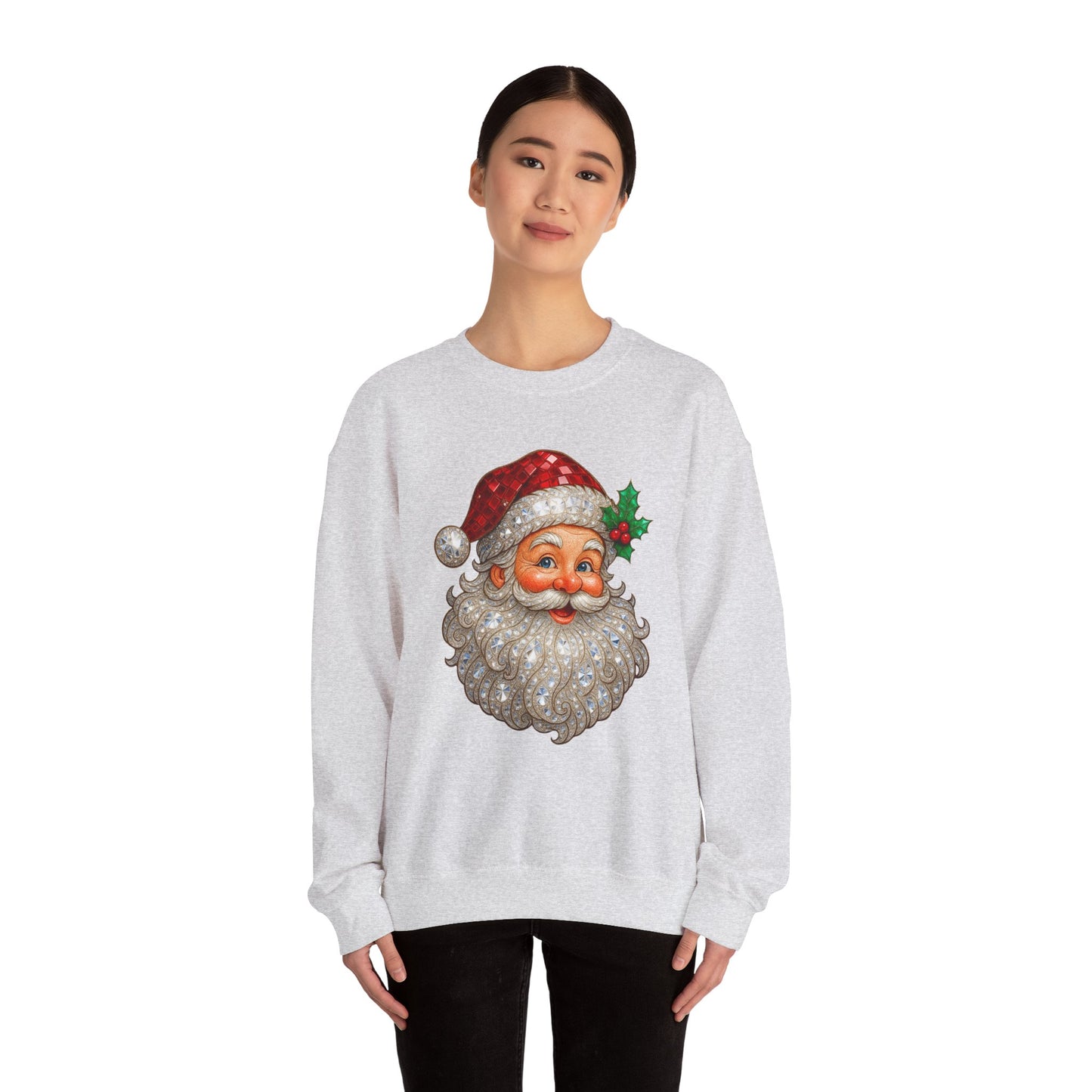 Santa Peek Crewneck Sweatshirt — Vintage Santa Face Christmas Sweatshirt