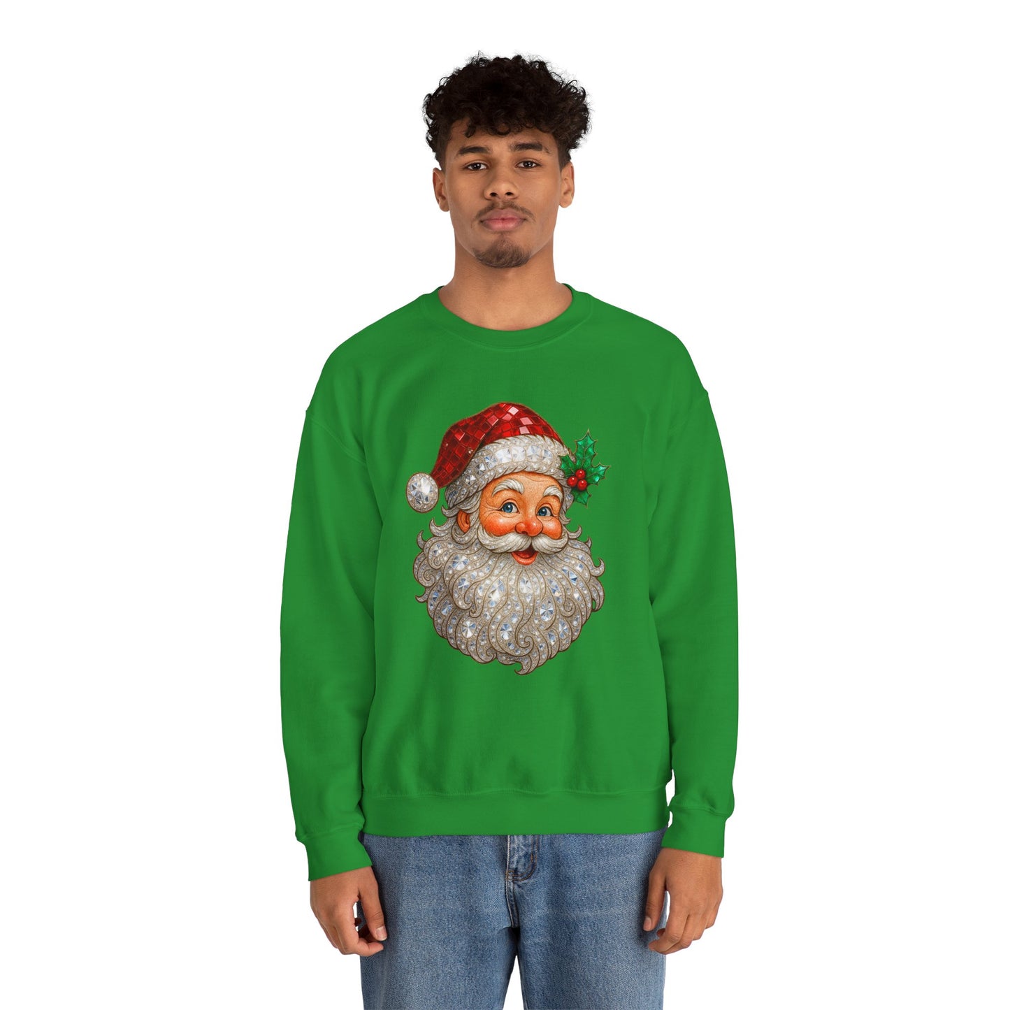 Santa Peek Crewneck Sweatshirt — Vintage Santa Face Christmas Sweatshirt