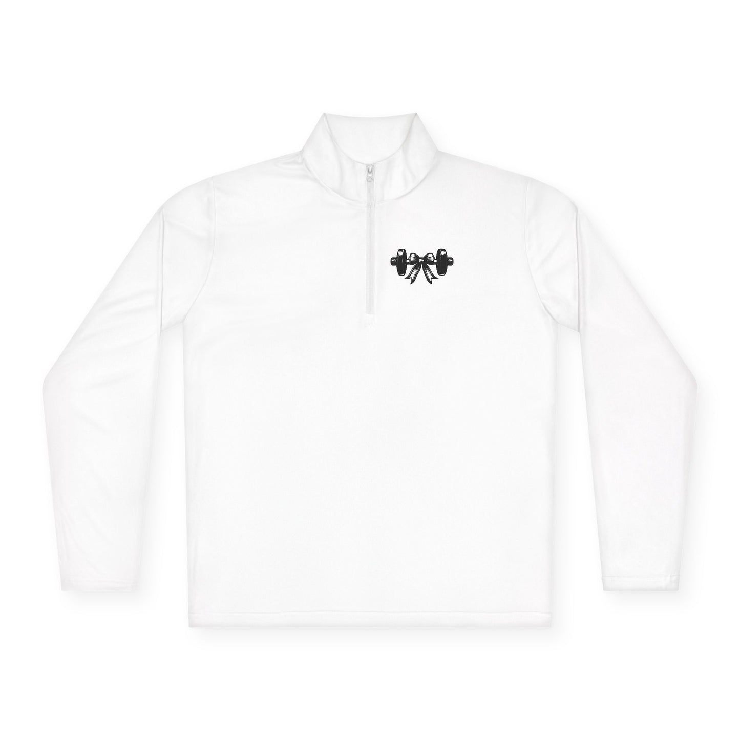 Quarter-Zip Pullover — Small Black Barbell Heart Gym Logo