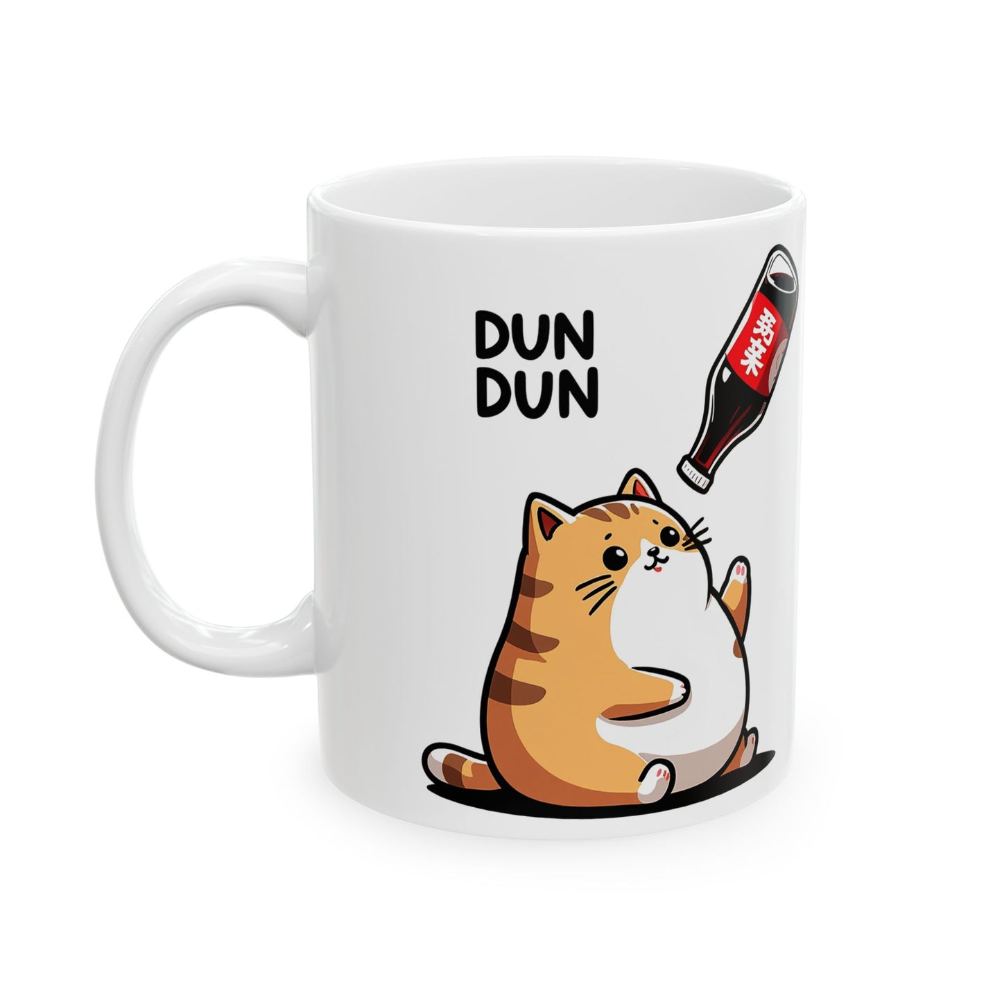 Cute Cat Coffee Mug — 'Dunk Dunk' Soda-Dropping Kitty Ceramic Mug (11oz & 15oz)
