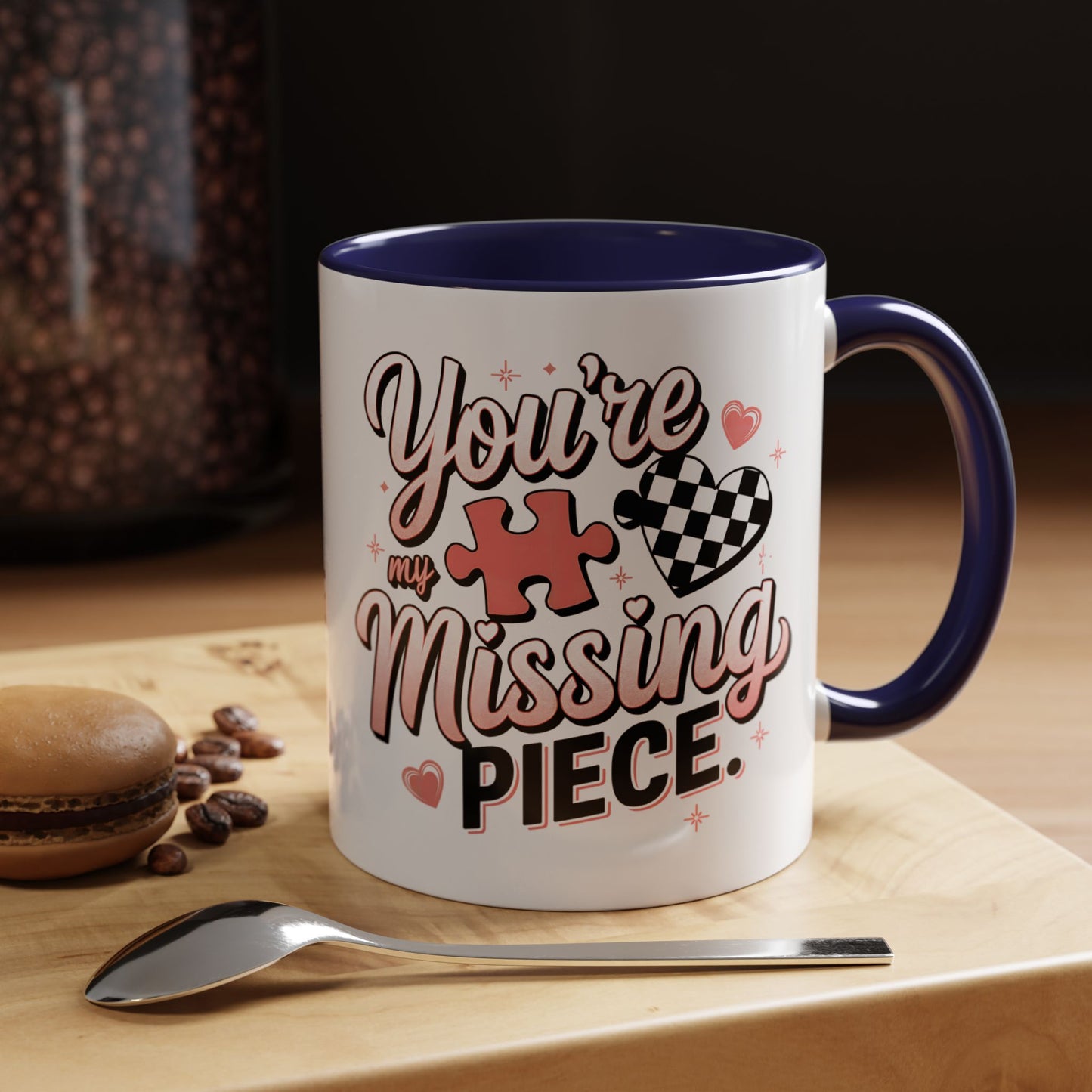 You’re My Missing Piece Accent Coffee Mug — Romantic Puzzle Heart 11/15oz