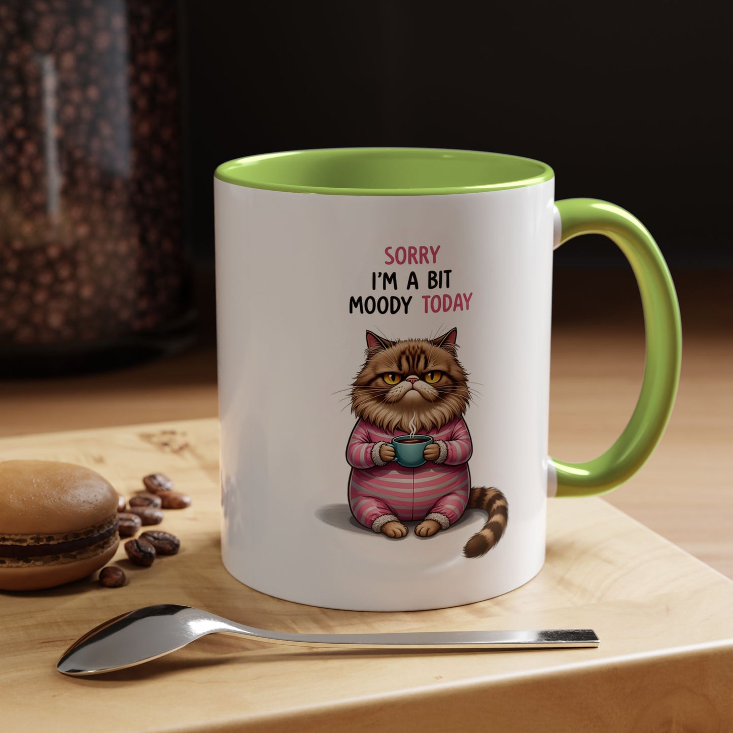 Moody Cat Coffee Mug — "Sorry I'm a Bit Moody Today" Accent Ceramic Mug