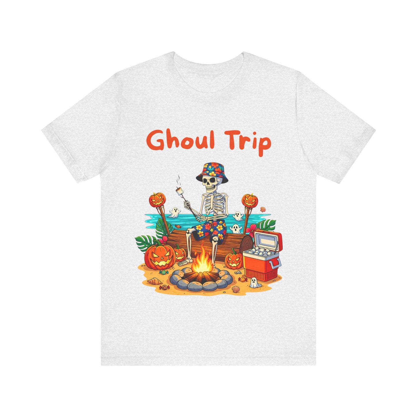 Halloween Ghoul Trip Tee, Unisex Skeleton T-Shirt, Spooky Camping Shirt, Halloween Party Apparel, Fall Themed Gift