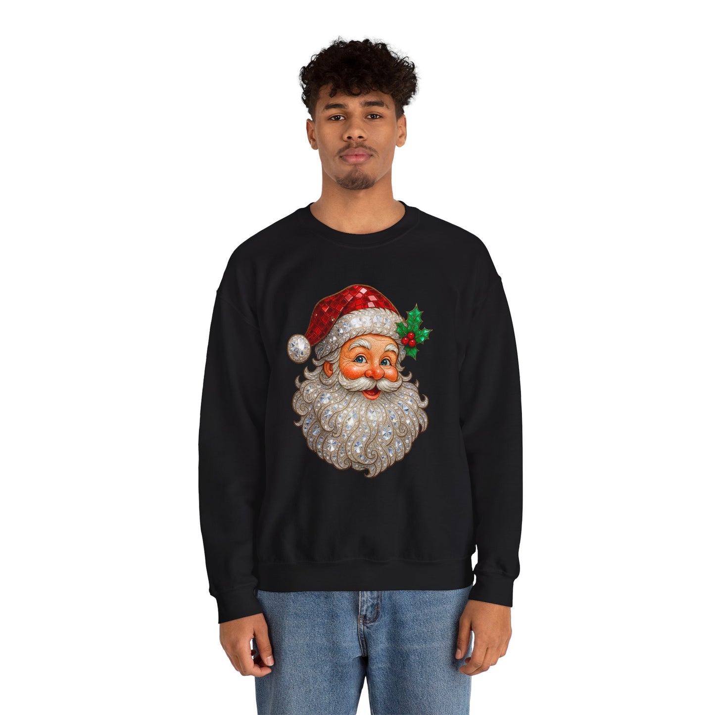 Santa Peek Crewneck Sweatshirt — Vintage Santa Face Christmas Sweatshirt