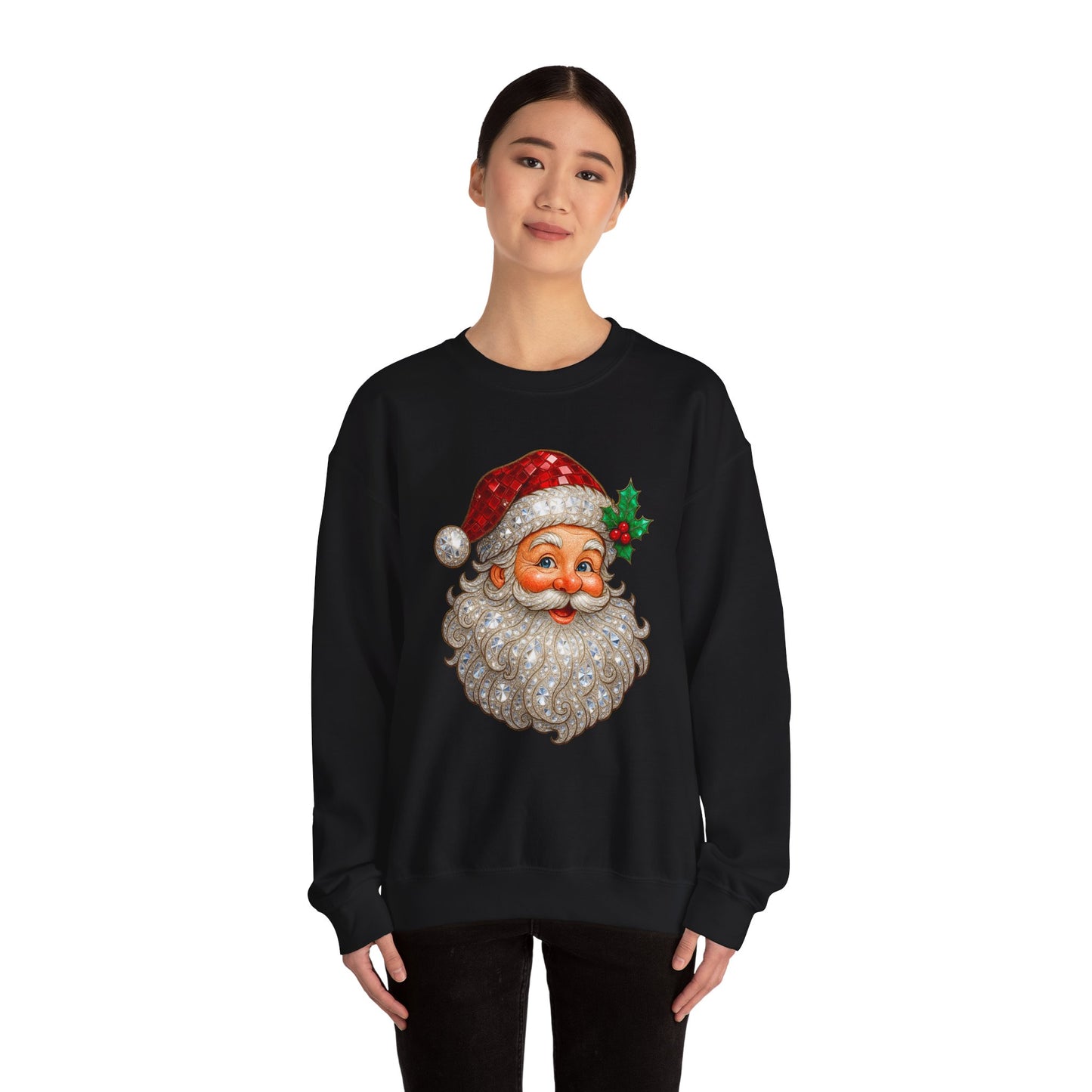 Santa Peek Crewneck Sweatshirt — Vintage Santa Face Christmas Sweatshirt
