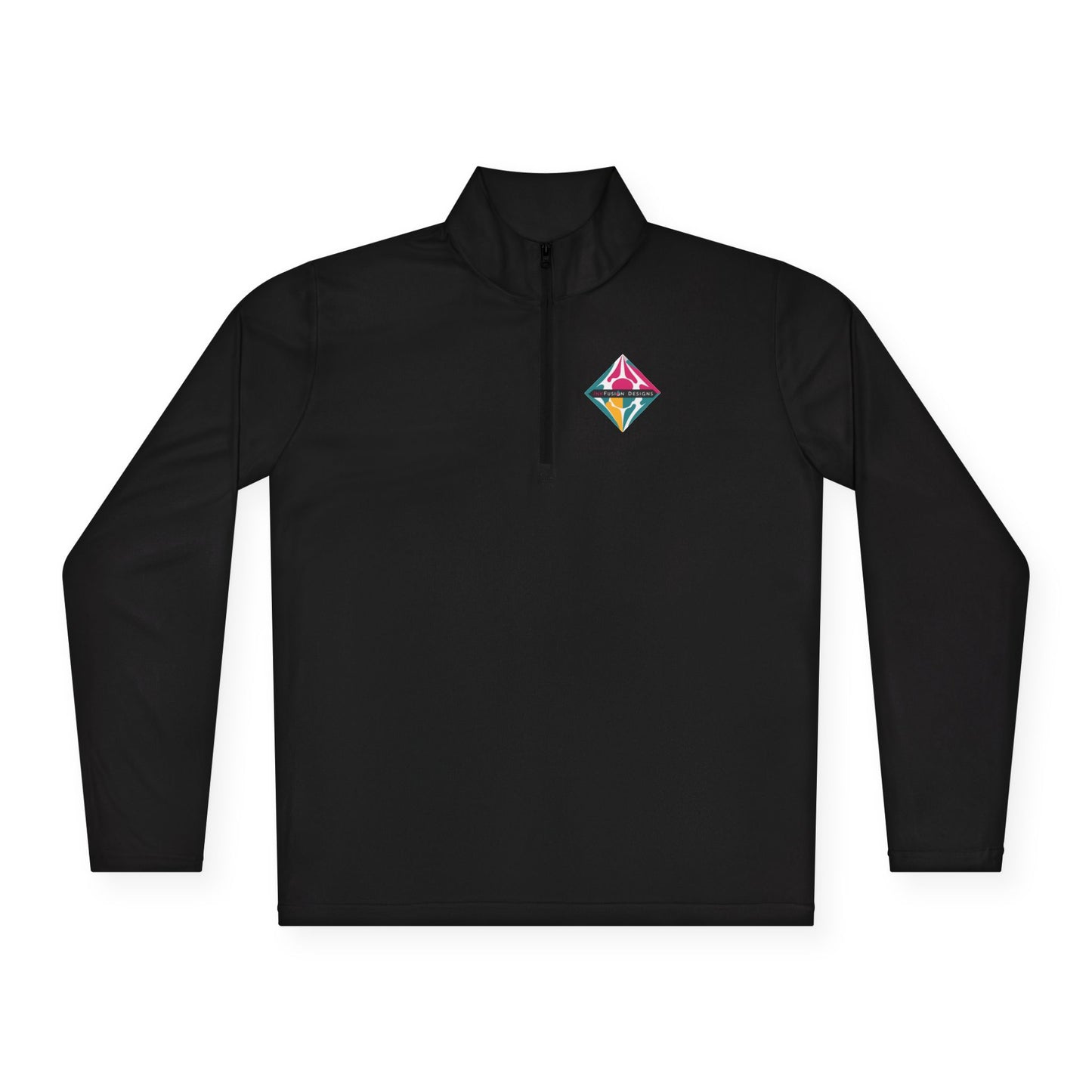 Diamond Prism Quarter-Zip Pullover — Colorful Geometric Chest Logo