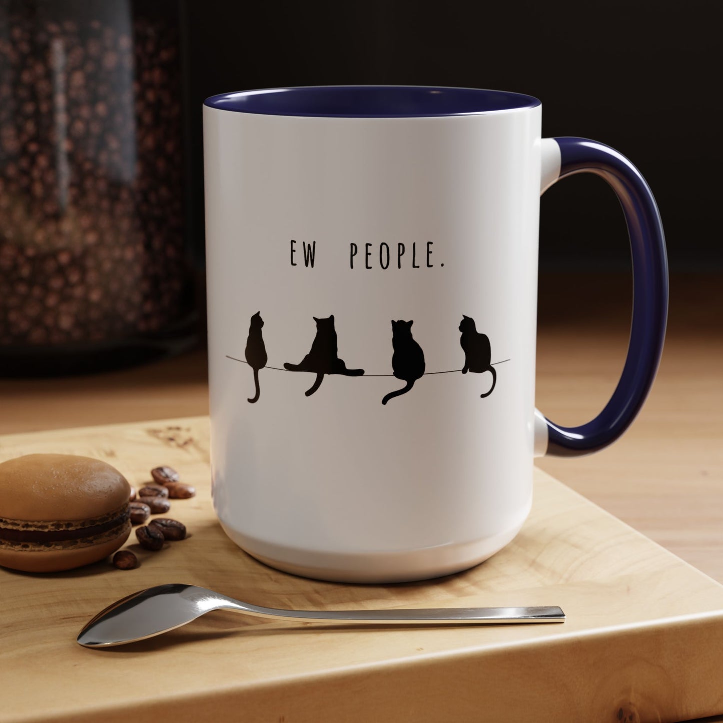 Ew People Cat Mug — Funny Black Cat Coffee Cup (11oz & 15oz)