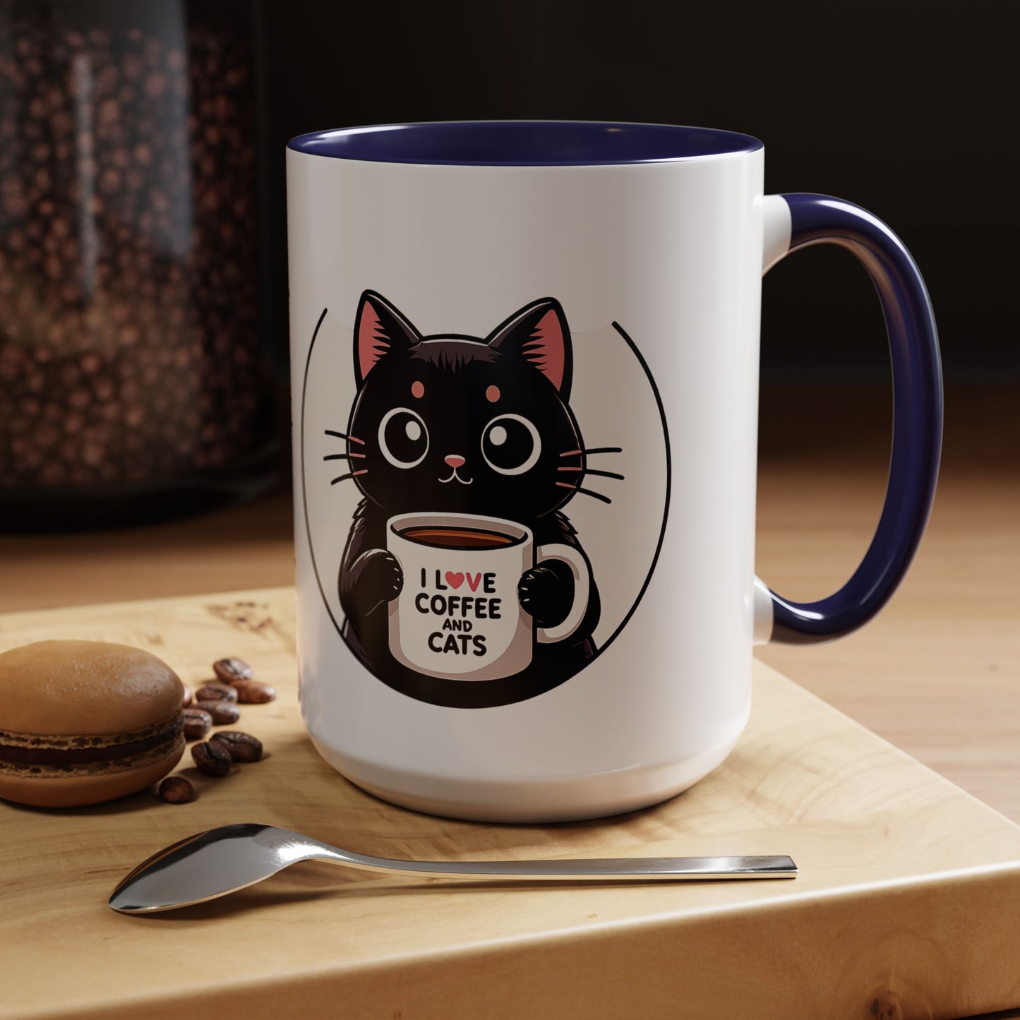 Cat Lover Coffee Mug — "I Love Coffee & Cats" Accent Ceramic Mug (11/15oz)