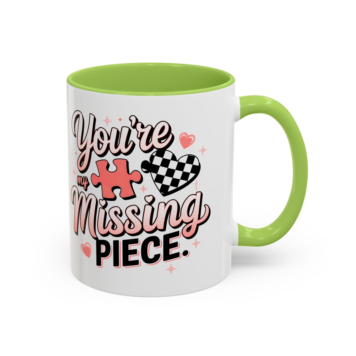 You’re My Missing Piece Accent Coffee Mug — Romantic Puzzle Heart 11/15oz