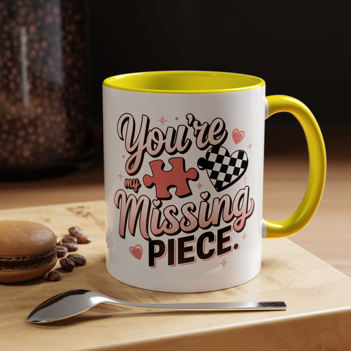 You’re My Missing Piece Accent Coffee Mug — Romantic Puzzle Heart 11/15oz