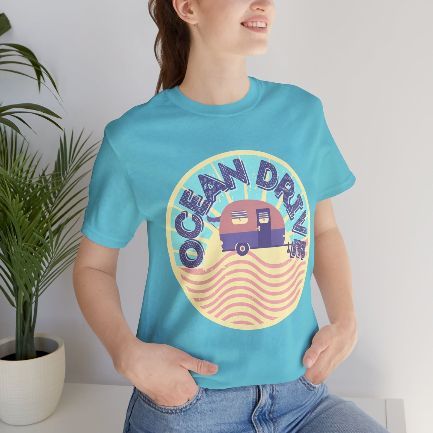 Ocean Drive Unisex Tee - Retro Beach Vibe, Summer Essential, Gift for Travelers, Vacation Shirt, Relaxed Casual Wear