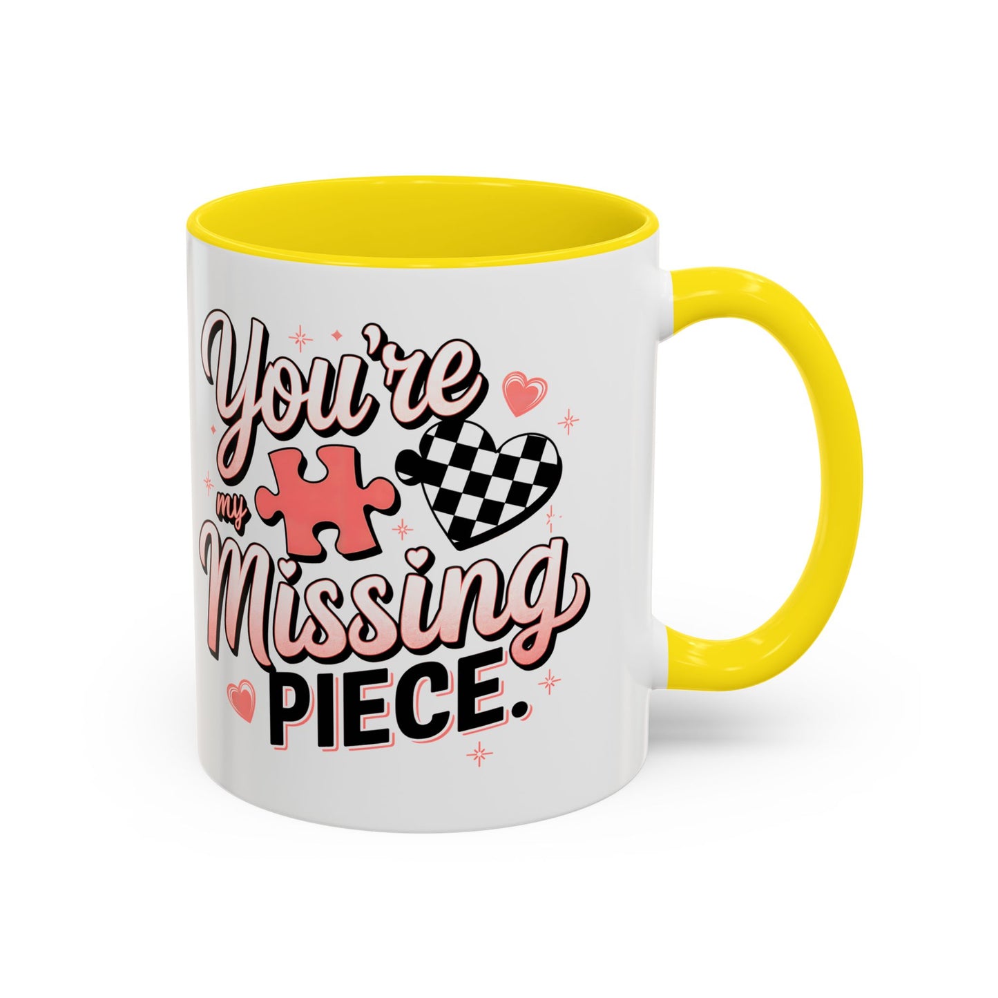 You’re My Missing Piece Accent Coffee Mug — Romantic Puzzle Heart 11/15oz
