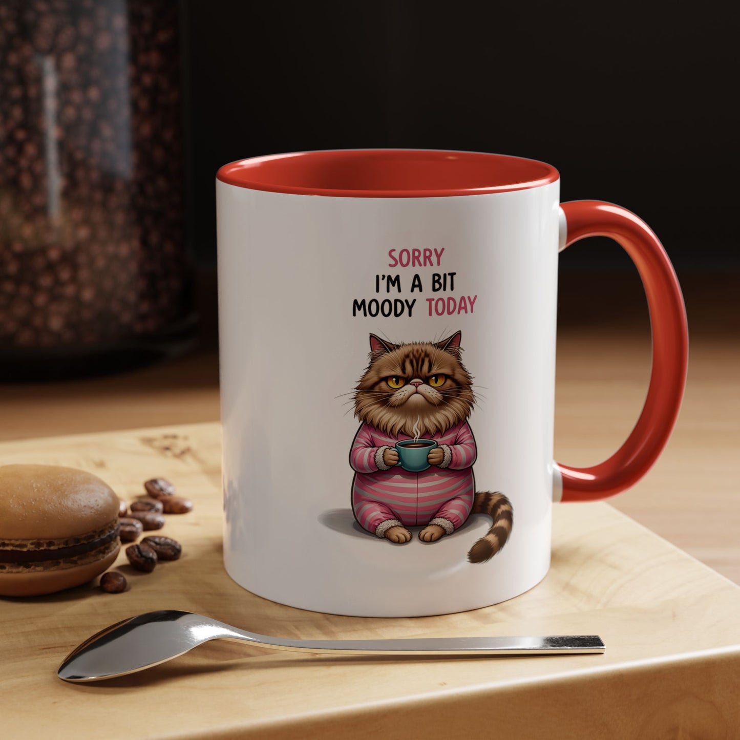 Moody Cat Coffee Mug — "Sorry I'm a Bit Moody Today" Accent Ceramic Mug