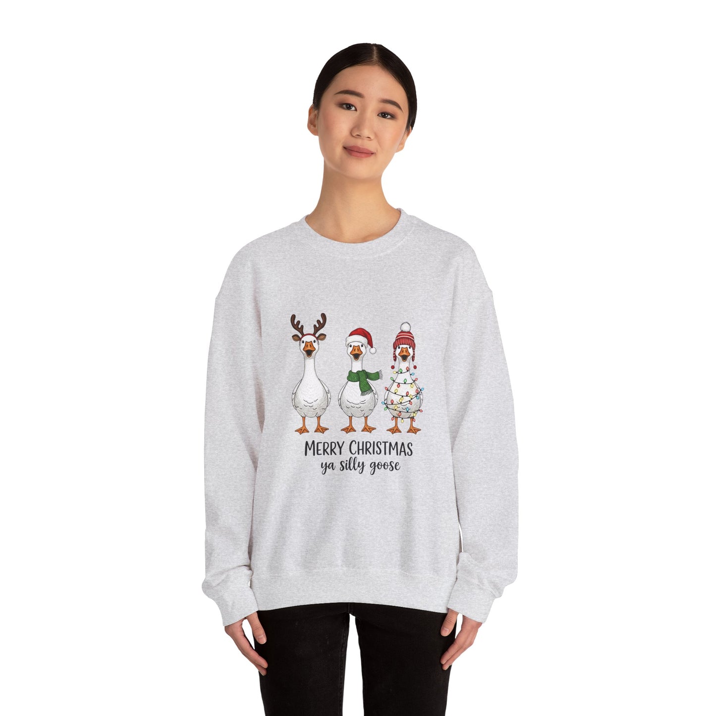 Christmas Geese Sweatshirt — “Merry Christmas ya silly geese” Holiday Crewneck