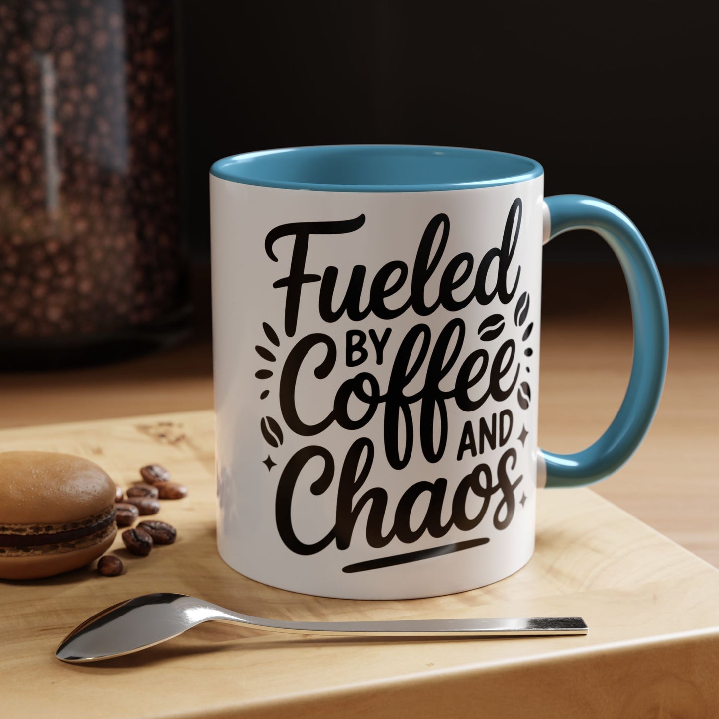 Fueled by Coffee and Chaos Accent Coffee Mug — 11/15oz