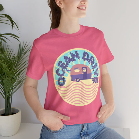 Ocean Drive Unisex Tee - Retro Beach Vibe, Summer Essential, Gift for Travelers, Vacation Shirt, Relaxed Casual Wear
