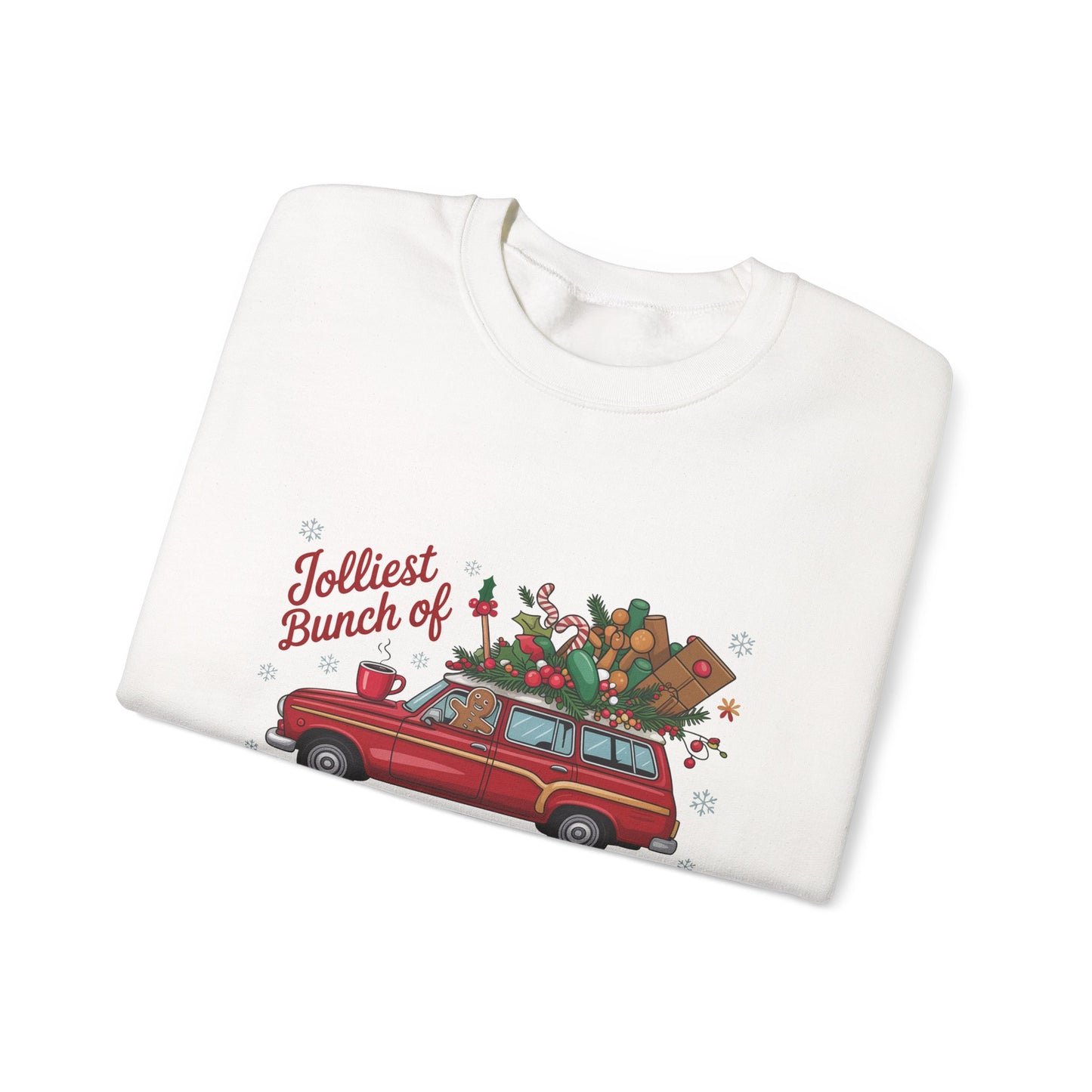Holiday Crewneck Sweatshirt - "Jolliest Bunch of Assholes This Side of the Nuthouse" Vintage Car Christmas Design