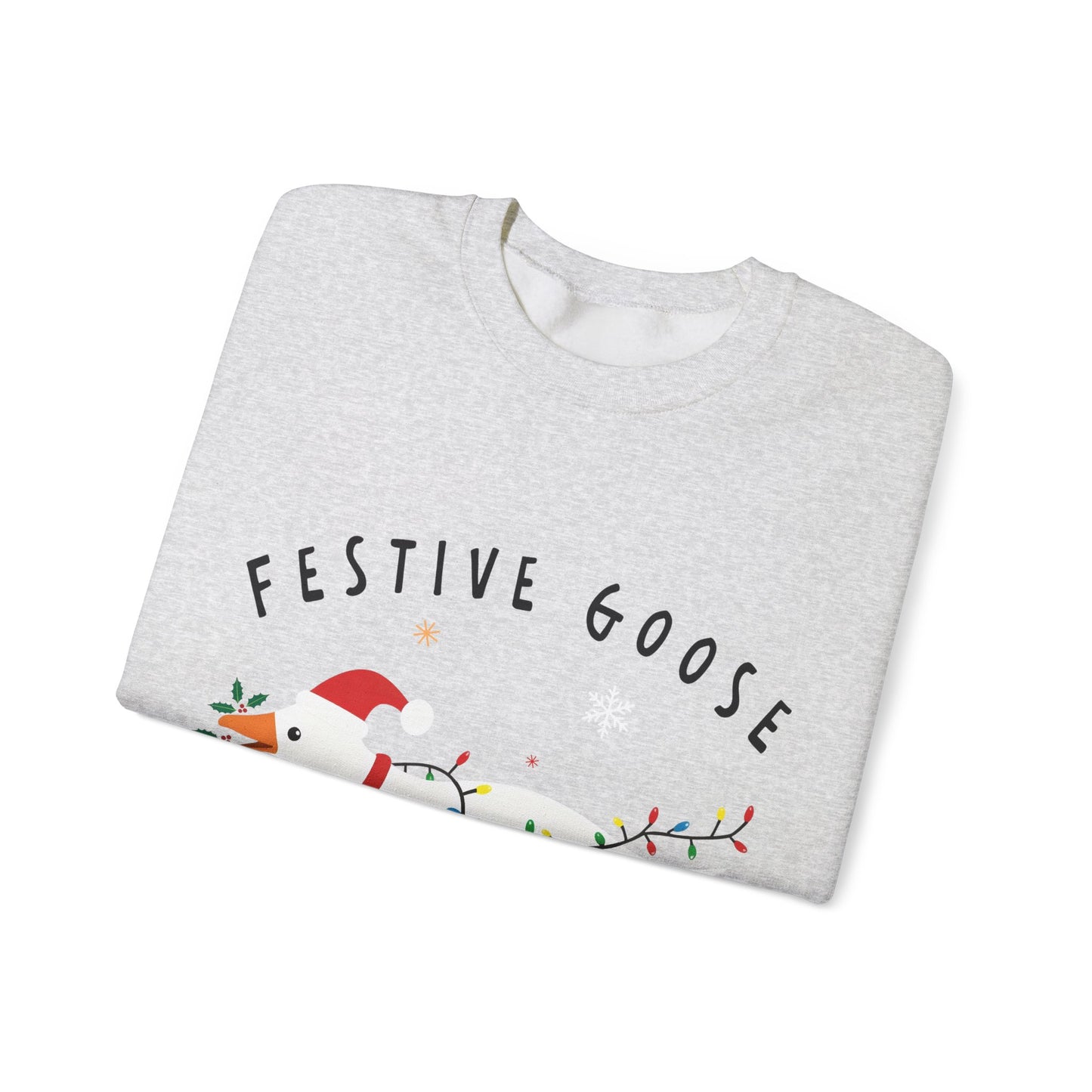 Festive Goose Crewneck Sweatshirt — "Festive Goose On The Loose" Holiday Sweatshirt