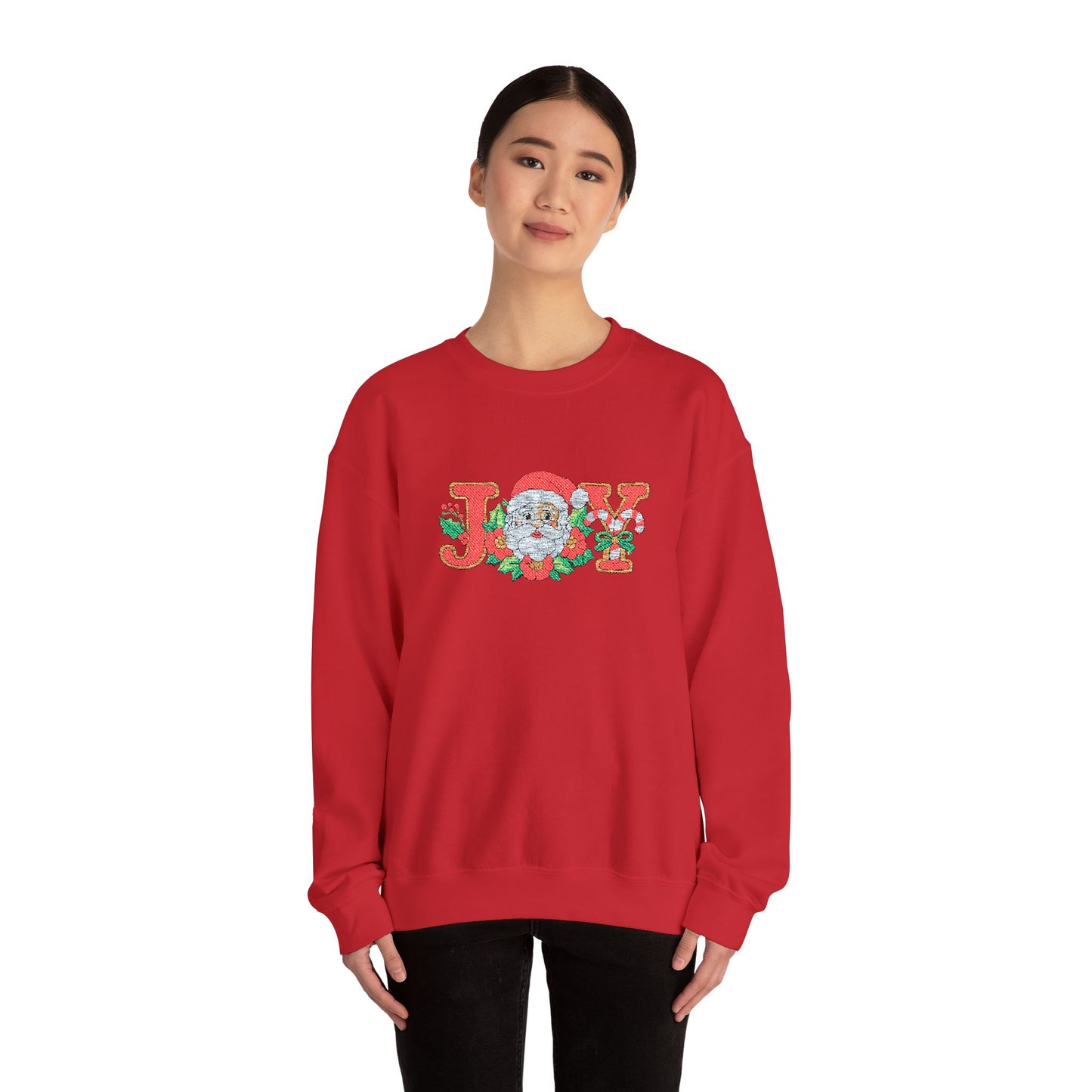 Christmas 'JOY' Crewneck Sweatshirt with Santa Floral Design