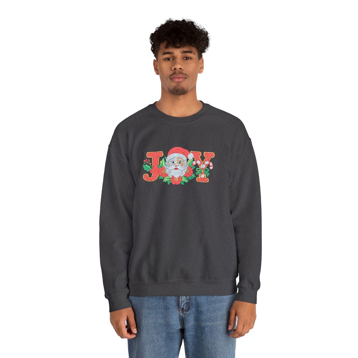 Christmas 'JOY' Crewneck Sweatshirt with Santa Floral Design