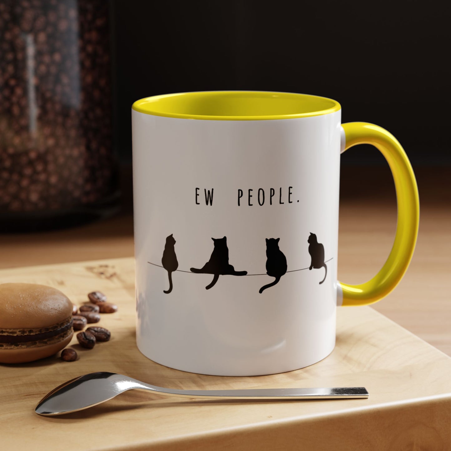 Ew People Cat Mug — Funny Black Cat Coffee Cup (11oz & 15oz)
