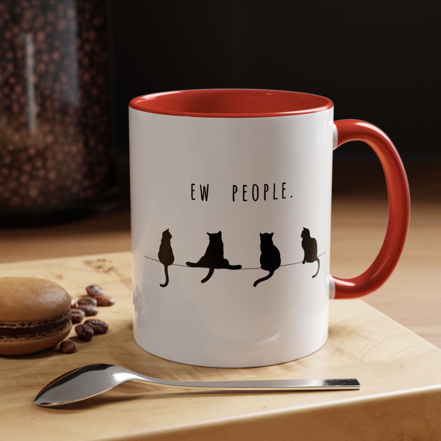 Ew People Cat Mug — Funny Black Cat Coffee Cup (11oz & 15oz)