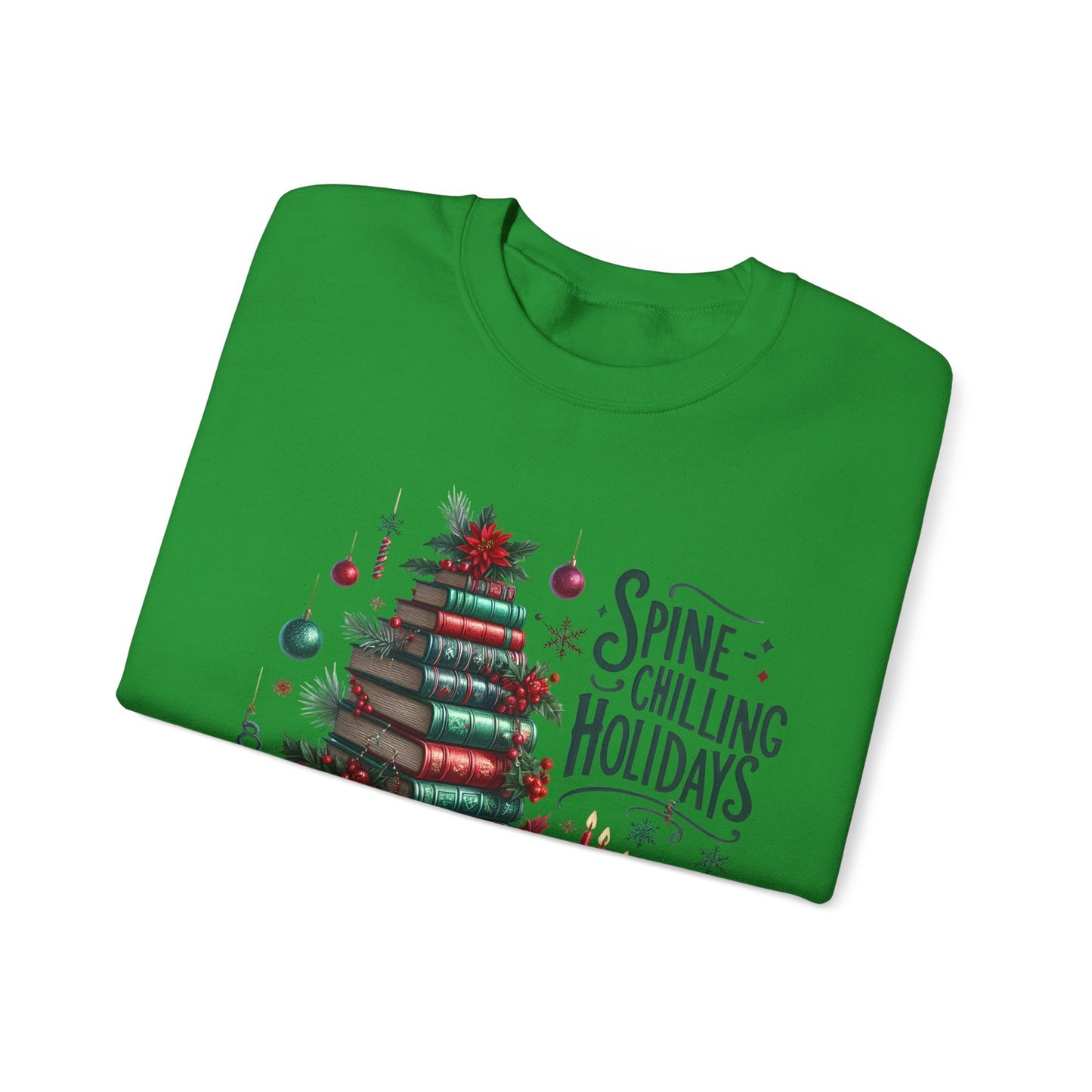 Sweatshirt — "Spine-Chilling Holidays" Book Stack Christmas Crewneck