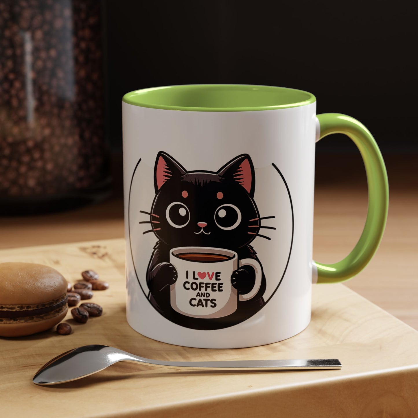 Cat Lover Coffee Mug — "I Love Coffee & Cats" Accent Ceramic Mug (11/15oz)