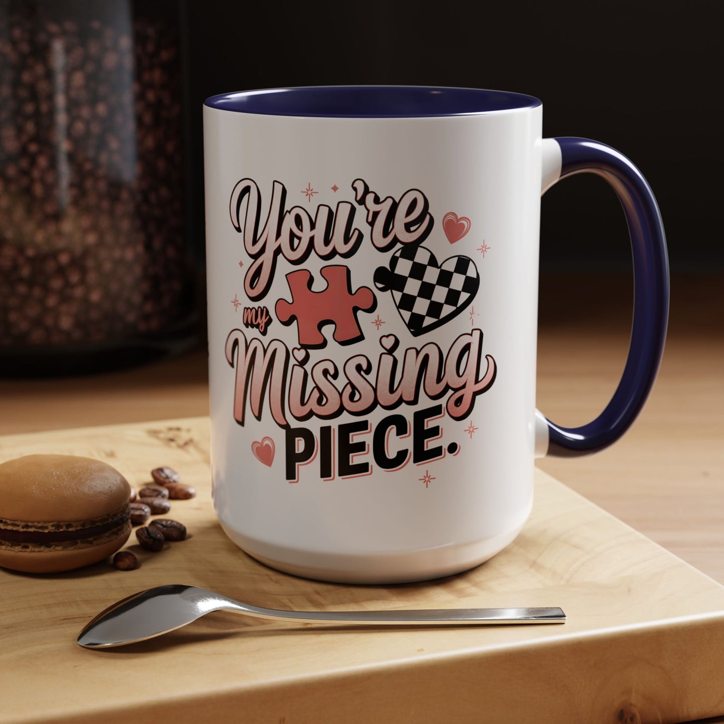 You’re My Missing Piece Accent Coffee Mug — Romantic Puzzle Heart 11/15oz