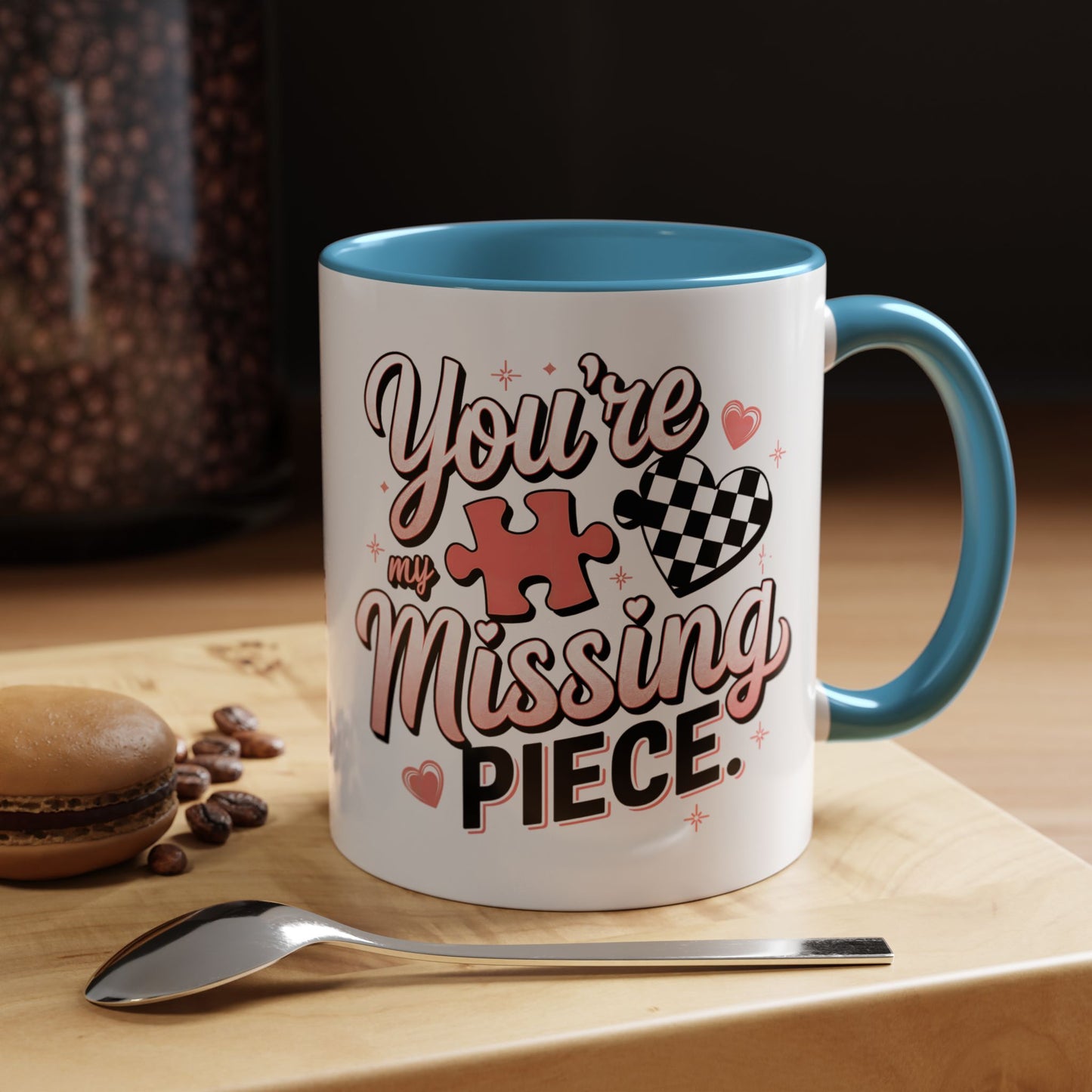 You’re My Missing Piece Accent Coffee Mug — Romantic Puzzle Heart 11/15oz