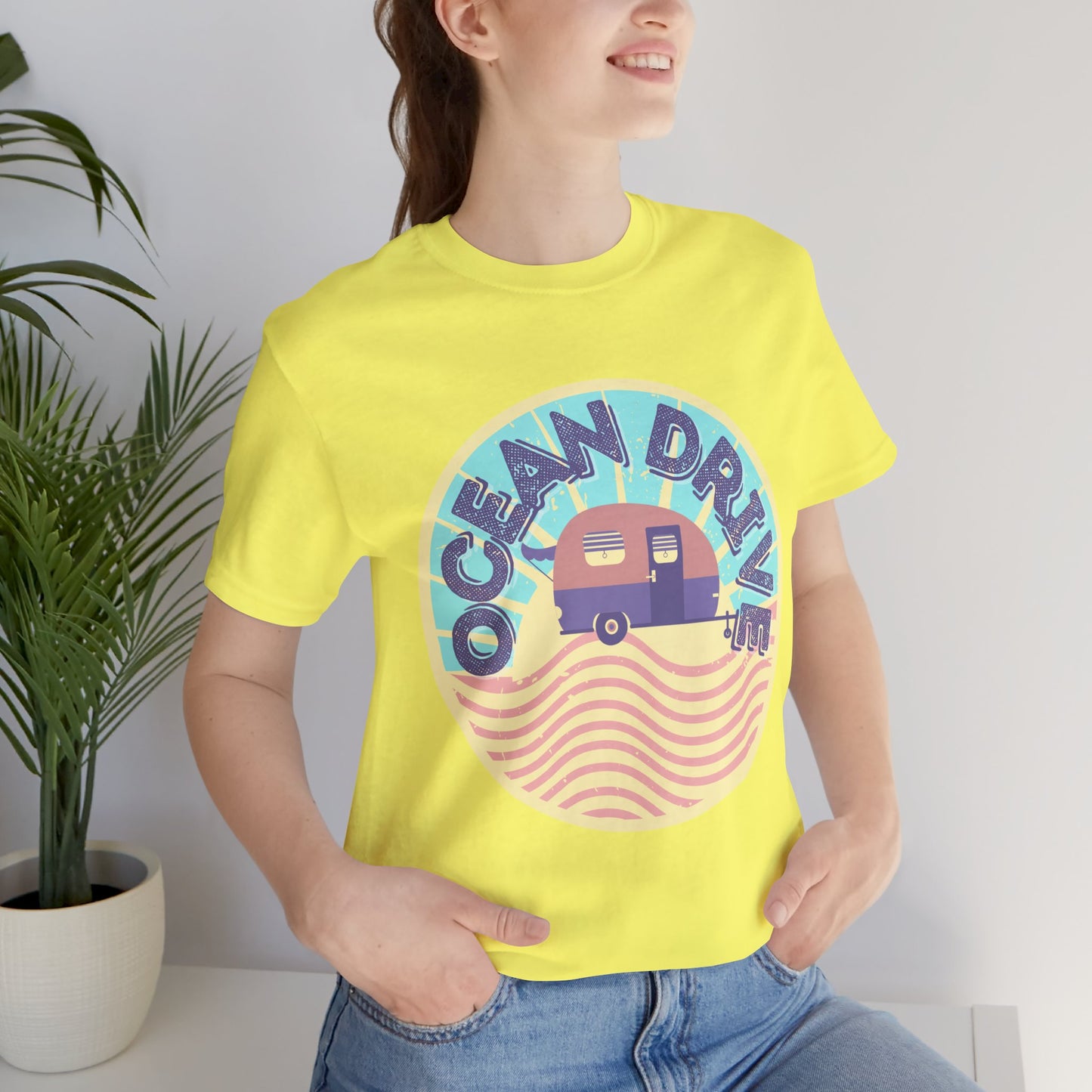 Ocean Drive Unisex Tee - Retro Beach Vibe, Summer Essential, Gift for Travelers, Vacation Shirt, Relaxed Casual Wear
