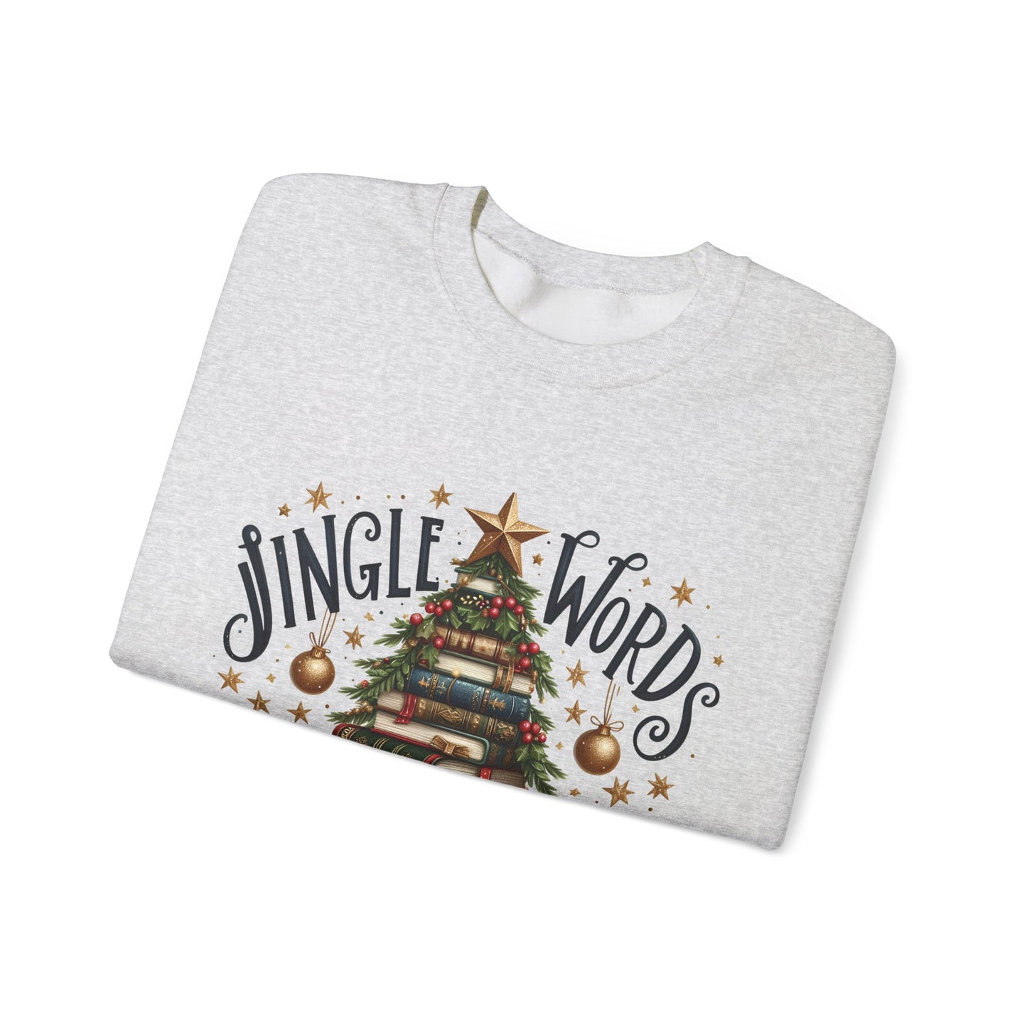 Christmas Book Tree Sweatshirt — "Jingle Words" Literary Holiday Crewneck