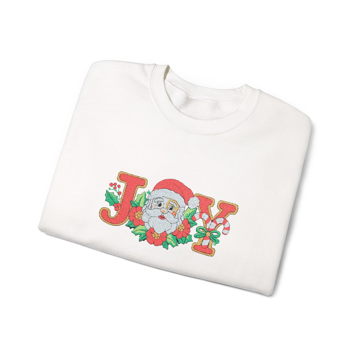 Christmas 'JOY' Crewneck Sweatshirt with Santa Floral Design