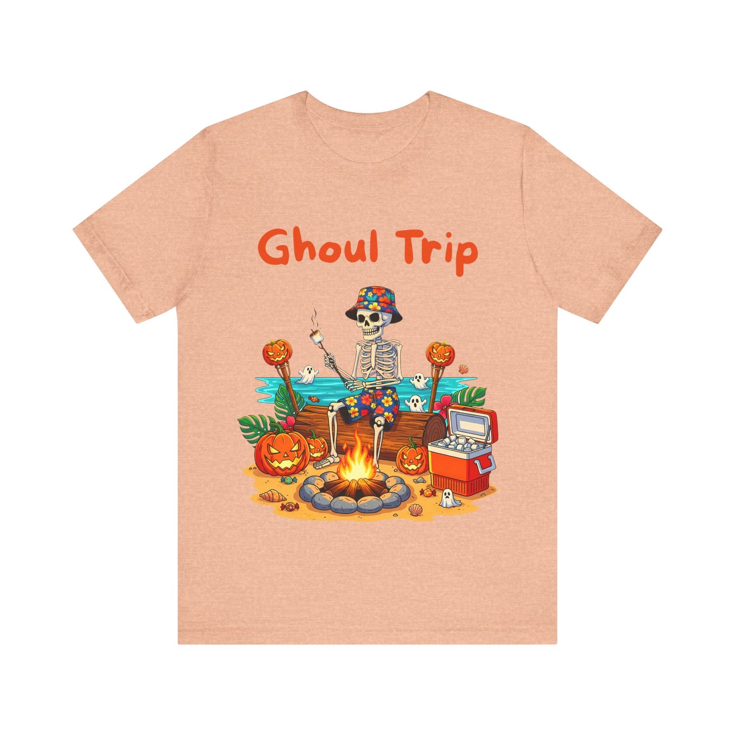 Halloween Ghoul Trip Tee, Unisex Skeleton T-Shirt, Spooky Camping Shirt, Halloween Party Apparel, Fall Themed Gift