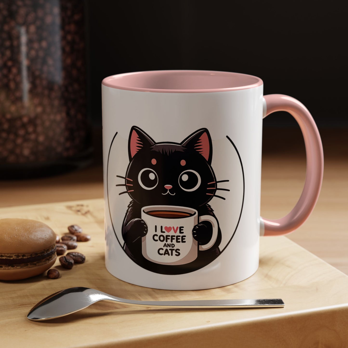 Cat Lover Coffee Mug — "I Love Coffee & Cats" Accent Ceramic Mug (11/15oz)