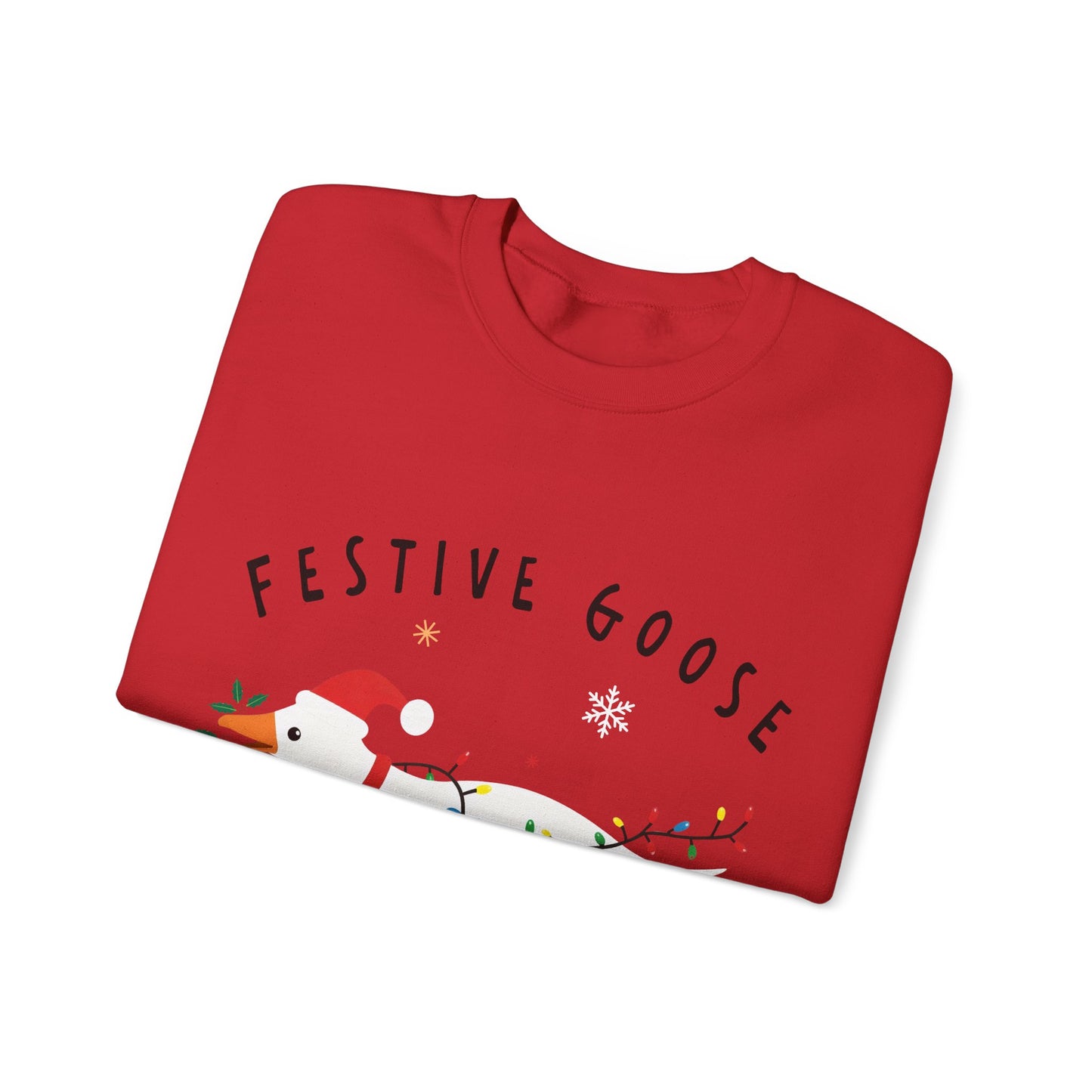 Festive Goose Crewneck Sweatshirt — "Festive Goose On The Loose" Holiday Sweatshirt