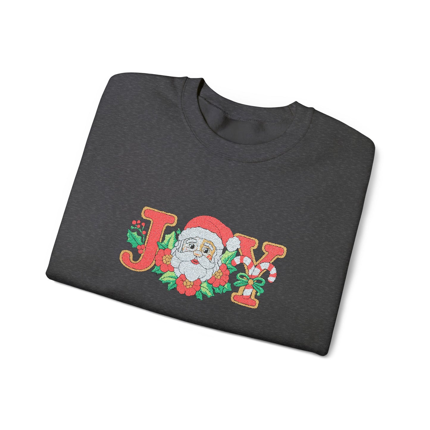 Christmas 'JOY' Crewneck Sweatshirt with Santa Floral Design