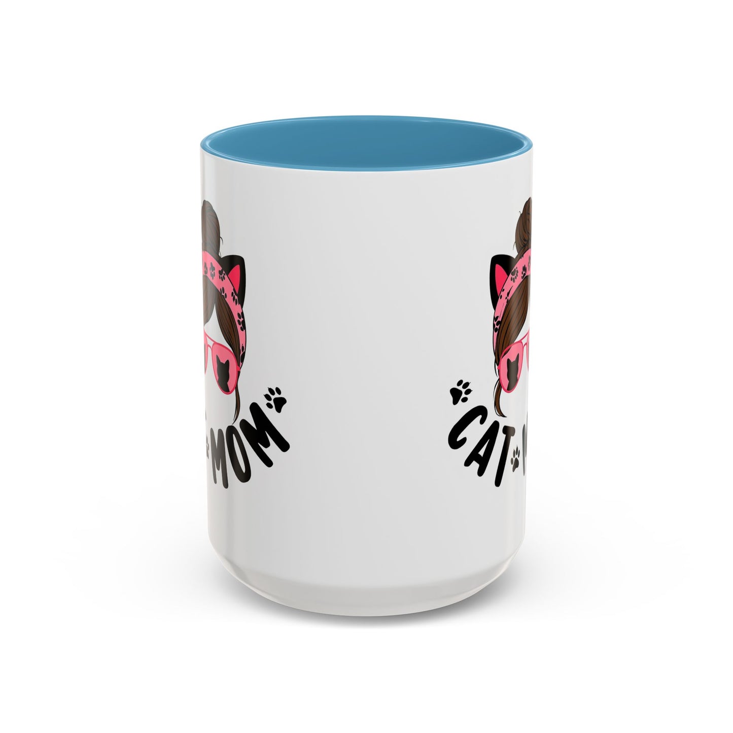 Cat Mom Accent Mug — Cute Cat Paw Graphic Coffee Cup (11/15oz)