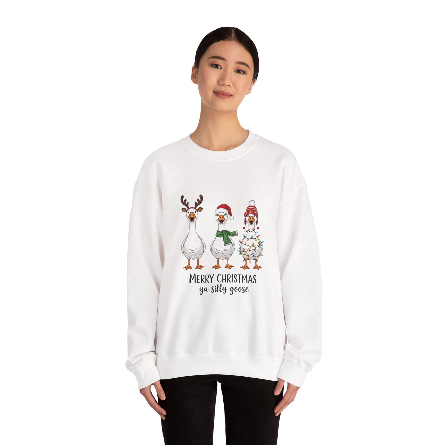 Christmas Geese Sweatshirt — “Merry Christmas ya silly geese” Holiday Crewneck