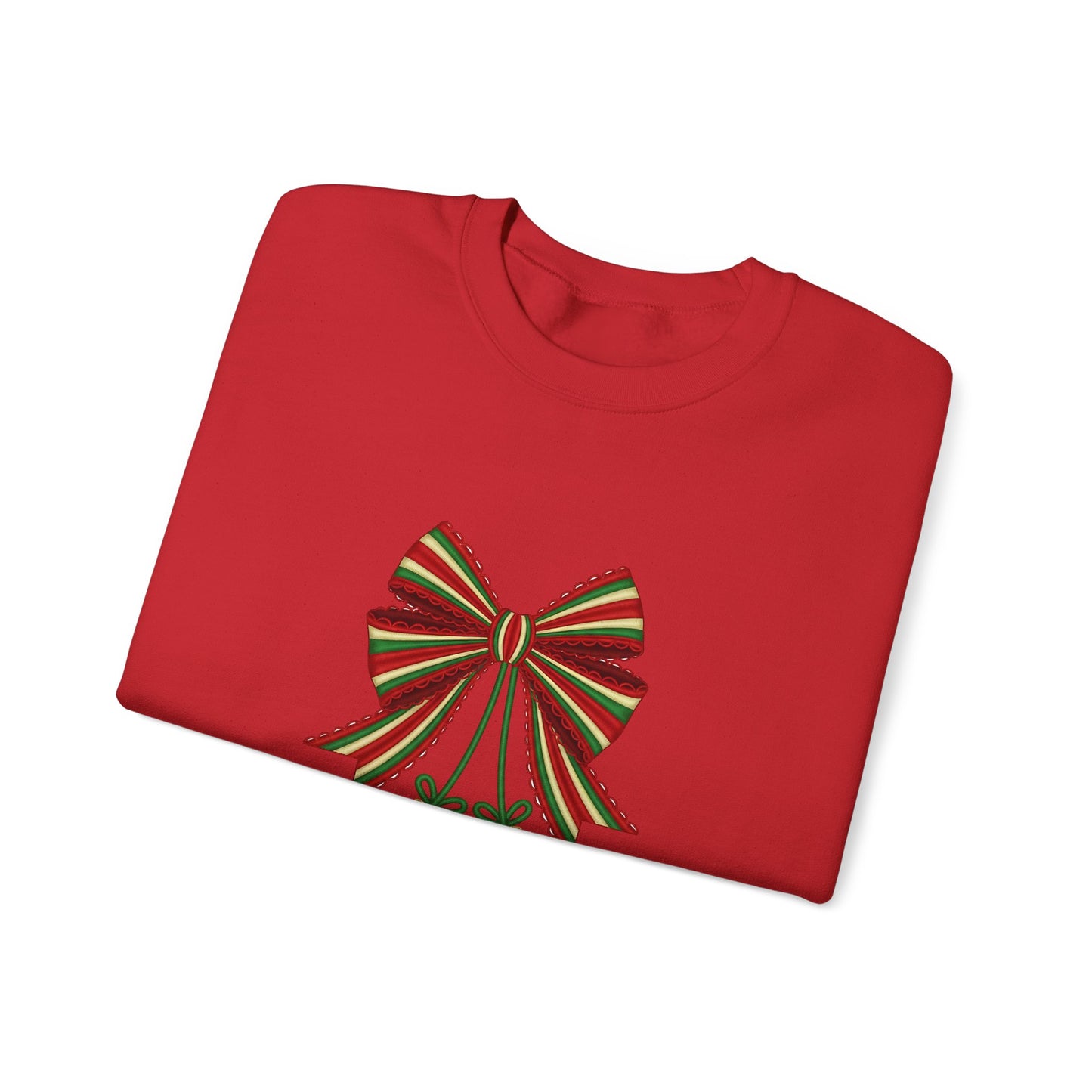 Christmas Ornament Crewneck Sweatshirt – Festive Bow & Patchwork Baubles
