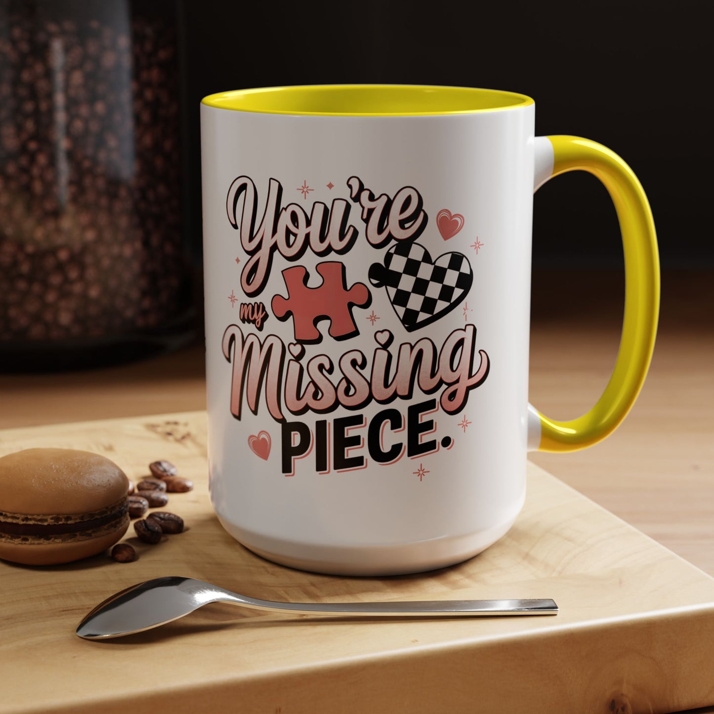 You’re My Missing Piece Accent Coffee Mug — Romantic Puzzle Heart 11/15oz