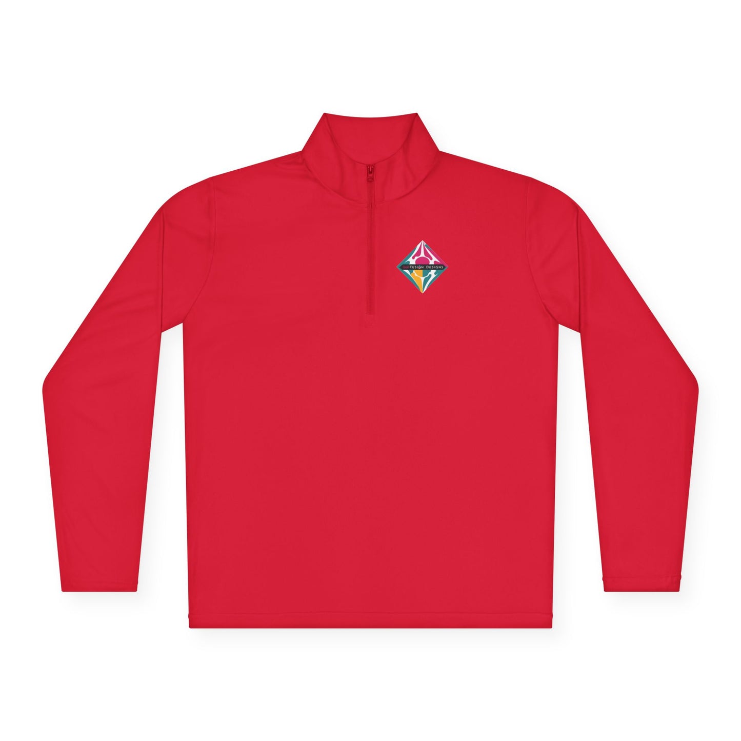 Diamond Prism Quarter-Zip Pullover — Colorful Geometric Chest Logo