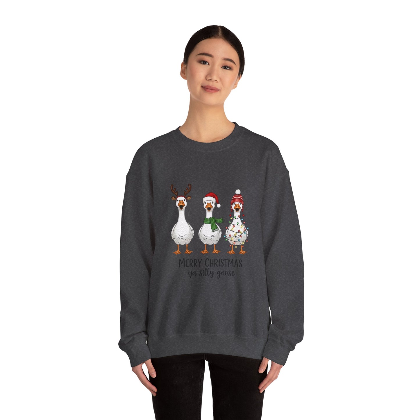 Christmas Geese Sweatshirt — “Merry Christmas ya silly geese” Holiday Crewneck