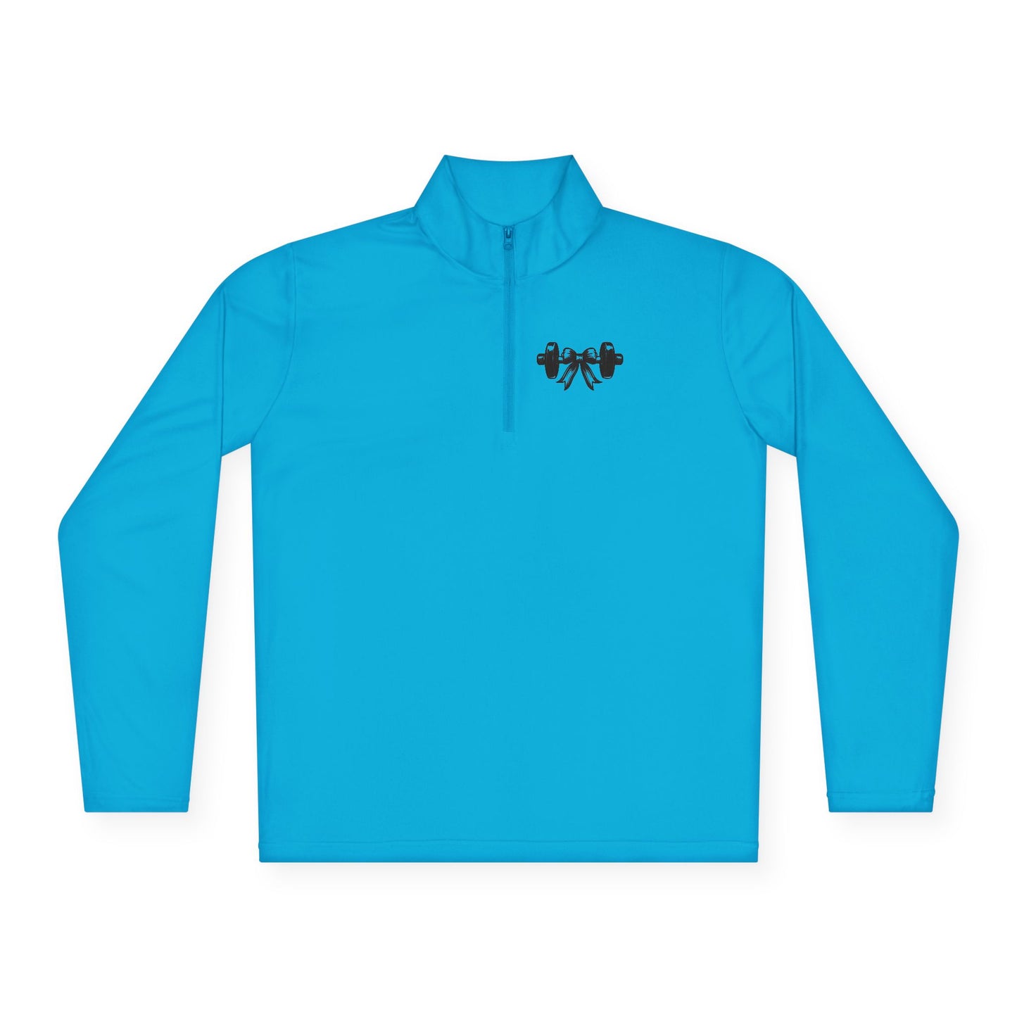 Quarter-Zip Pullover — Small Black Barbell Heart Gym Logo