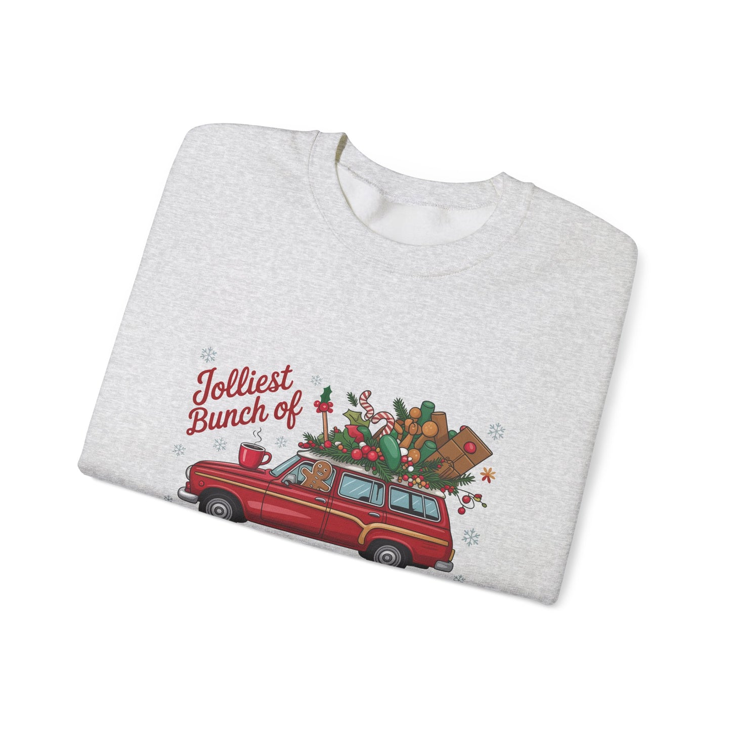 Holiday Crewneck Sweatshirt - "Jolliest Bunch of Assholes This Side of the Nuthouse" Vintage Car Christmas Design