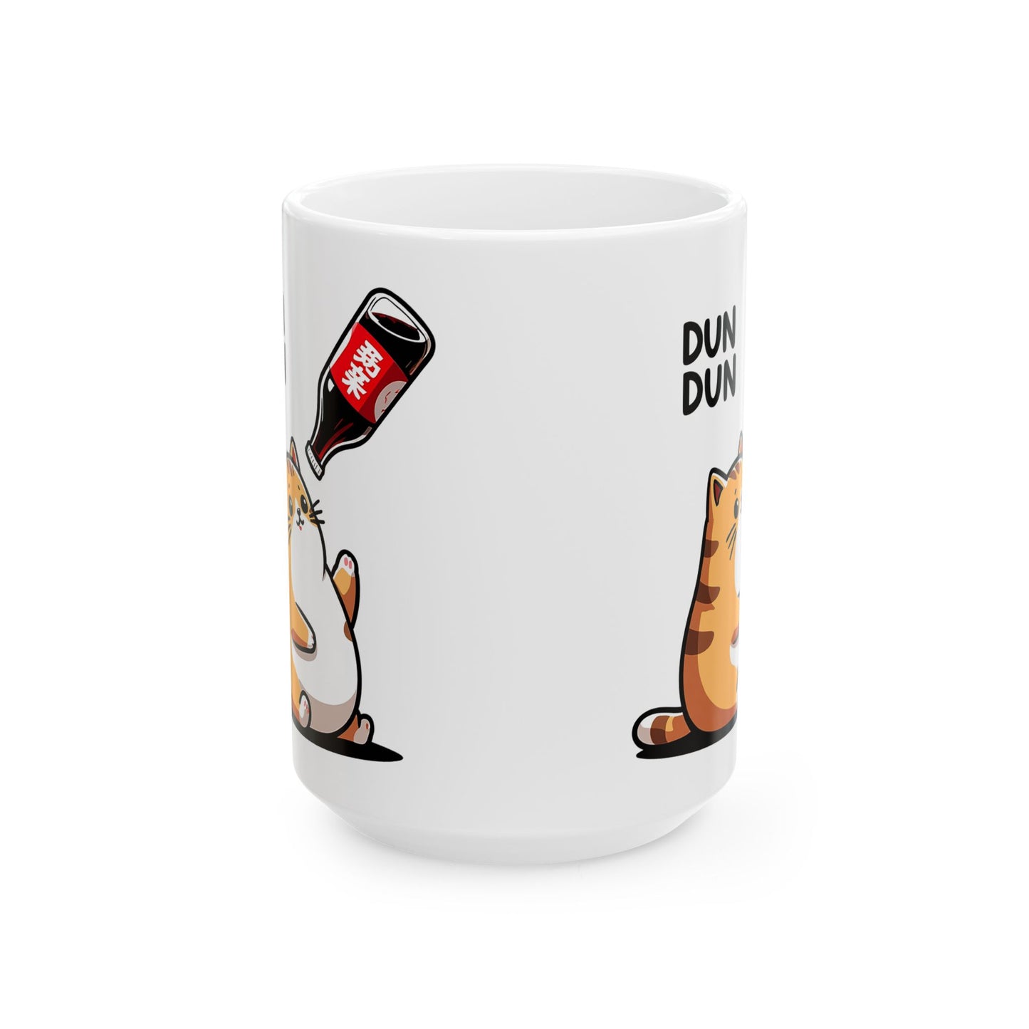 Cute Cat Coffee Mug — 'Dunk Dunk' Soda-Dropping Kitty Ceramic Mug (11oz & 15oz)