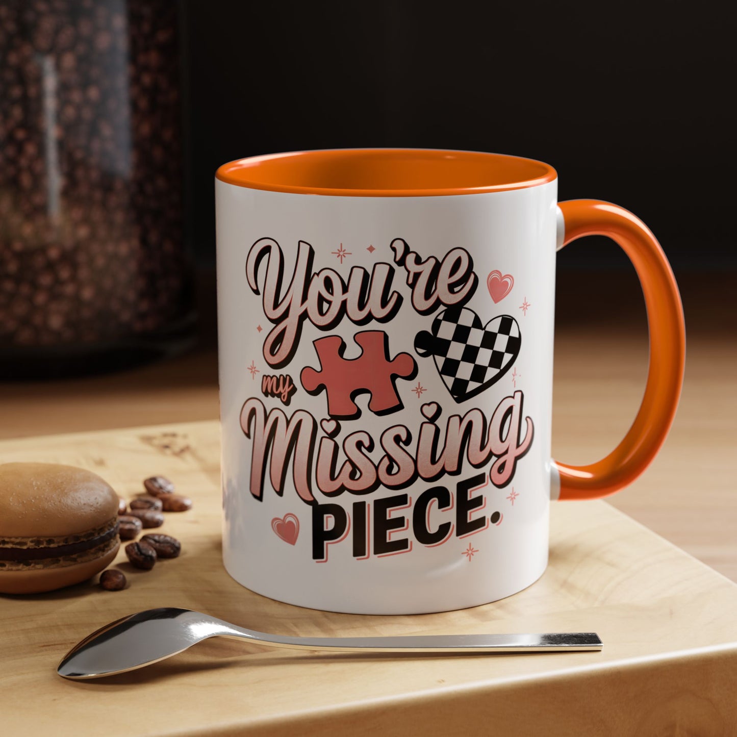 You’re My Missing Piece Accent Coffee Mug — Romantic Puzzle Heart 11/15oz