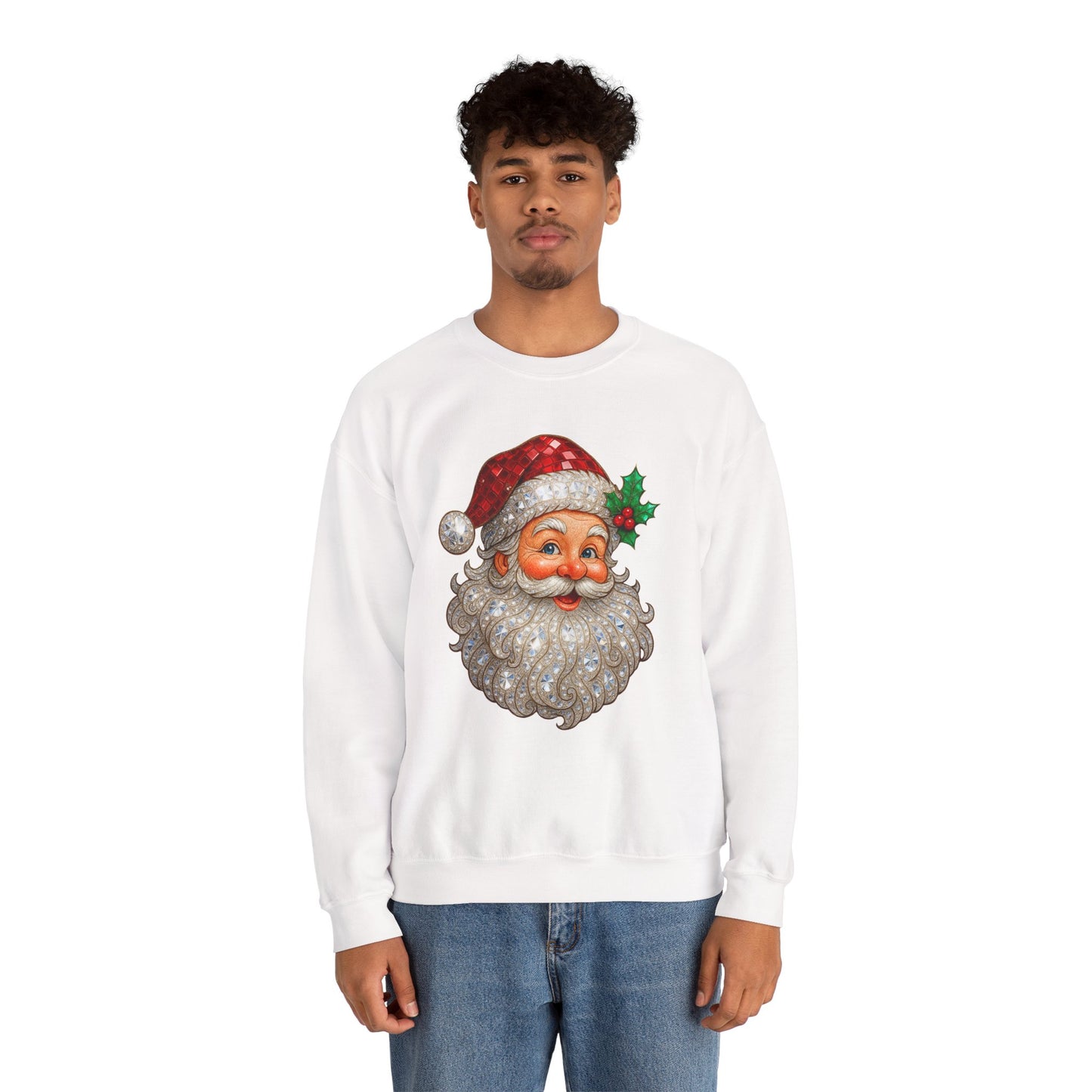 Santa Peek Crewneck Sweatshirt — Vintage Santa Face Christmas Sweatshirt