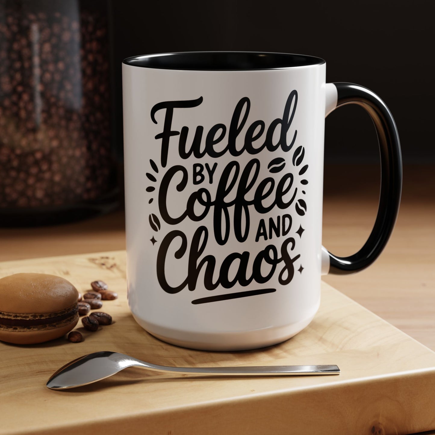 Fueled by Coffee and Chaos Accent Coffee Mug — 11/15oz